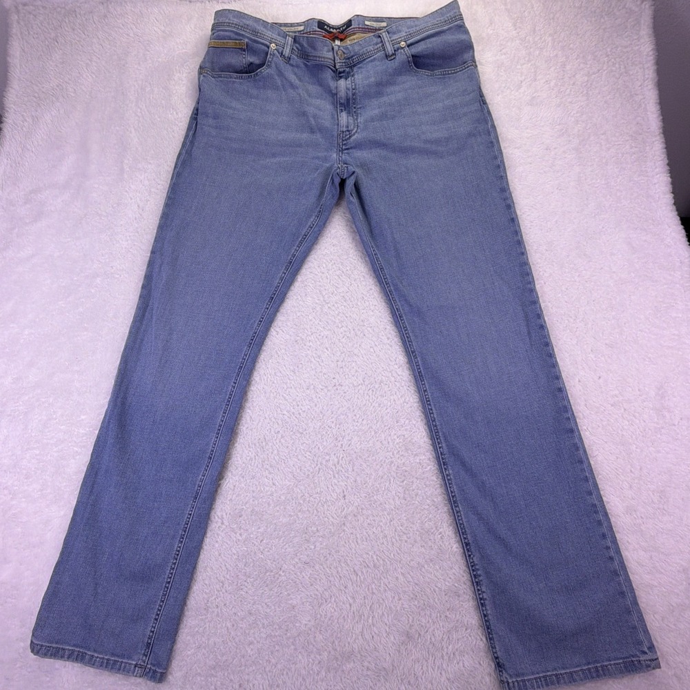 Alberto Jeans Stone Modern Fit Mens 38x34(33) Light Wash Stretch Denim